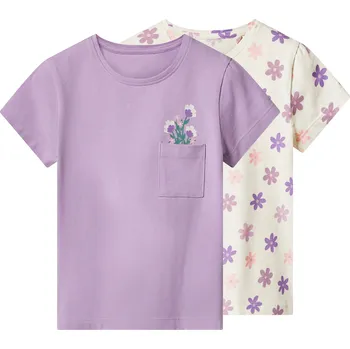 Chlapecké tričko lupilu® Dětské triko, 2 kusy (lila fialová / bílá, 110/116)