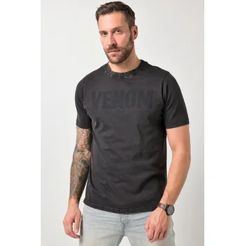 Pánské tričko JP1880, Plus size Tričko JP1880, krátké rukávy, potisk, vintage vzhled, do 8XL pro plnoštíhlé nadměrná velikost, 846215100-1456, černý, 7XL, Plus size oblečení, Oblečení pro vysoké muže, Nadměrné velikosti, Oblečení pro plnoštíhlé.