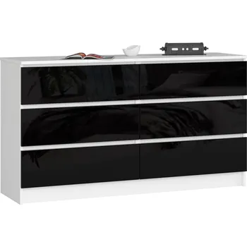 Komoda Široká šuplíková komoda SAVRILA - bílá / černá lesklá