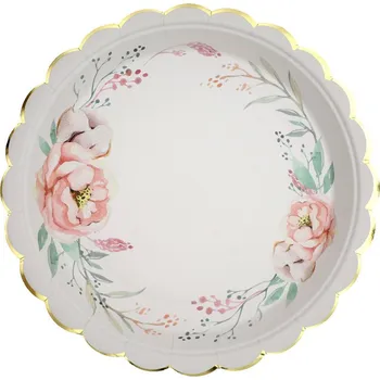 Velikonoční dekorace Santex Little Rabbit - Talíře papírové s květy 23 cm 10 ks