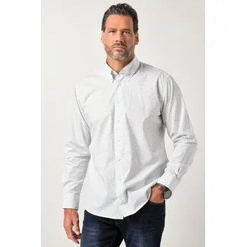 Pánská košile JP1880, Plus size Košile JP1880, dlouhé rukávy, límeček s knoflíky, květovaný vzor, Modern střih, do 8XL pro plnoštíhlé nadměrná velikost, 845124200-1454, bílý, 5XL, Plus size oblečení, Oblečení pro vysoké muže, Nadměrné velikosti, Oblečení pro plnoštíhlé