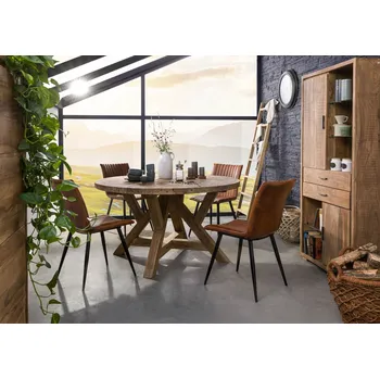 Jídelní stůl BASSANO Jídelní stůl kulatý 140x140x78 cm, přírodní neošetřená , teak