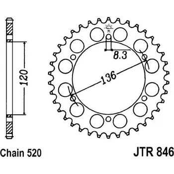 Řetězová sada pro motocykl Řetězová rozeta JT JTR 846-41 41 zubů, 520 JTR846.41