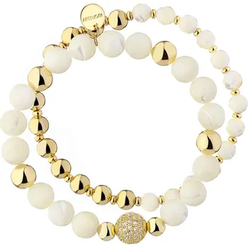 Náramek Pozlacený náramek z mosazi se zirkony a perletí - AR544-9831