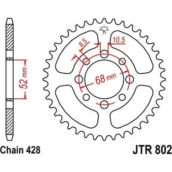 Řetězová sada pro motocykl Řetězová rozeta JT JTR 802-48 48 zubů, 428 SUZUKI TS 80 ER 1981-1982