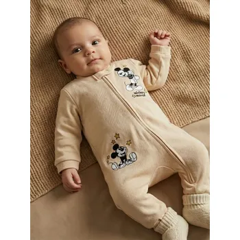 Kojenecký overall Sinsay - Bavlněný kojenecký overal Mickey Mouse - béžová - 999HG-08X - 999HG-08X-56