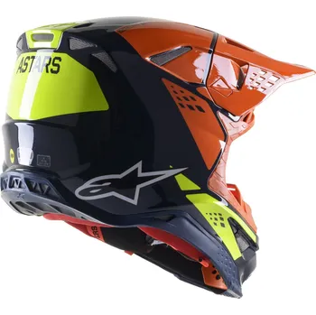 Auto-moto přilba SUPERTECH S-M8 FACTORY, ALPINESTARS (tmavá modrá/oranžová/žlutá fluo lesklá, vel. 2XL) (Velikost: XS) 8302222-7445