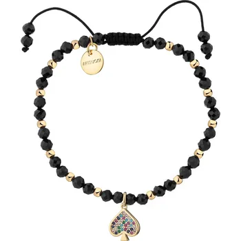 Náramek Pozlacený náramek z mosazi se spinely a zirkony - pikové srdce - AR545-2210