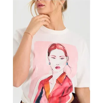 Sinsay - Bavlněná košilka s potiskem - krémová - 097HB-01X - 097HB-01X-XXL