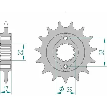 Nářadí na motocykly Ocelová standardní přední řetězová kola AFAM 52612 - 520 52612-14