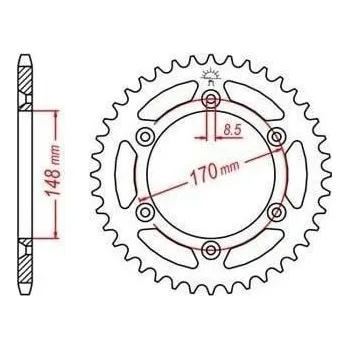 Řetězová sada pro motocykl ocelová rozeta pro sekundární řetězy typu 520, JT - Anglie (49 zubů) SUZUKI RM 500 1983-1984