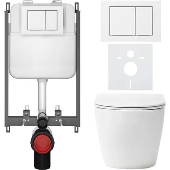 Toaletní stolek CERANO - Kompletní podomítkový WC set Verde - bílá matná - WC tlačítko Prime/Maxio, bílá - pro zazdění - 51x35 cm