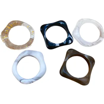 Prsten 5 ks Pryskyřičné prstýnky Nepravidelné tvary Modro-mramorová sada Akrylové cestovní prstýnky pro ženy Estetický módní doplněk