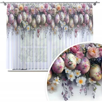 Záclona HOTOVÁ ZÁCLONA 300x150 VOÁL BARVENÁ NA PÁSKU ŽABKY ZÁCLONY VZOR Velikonoce
