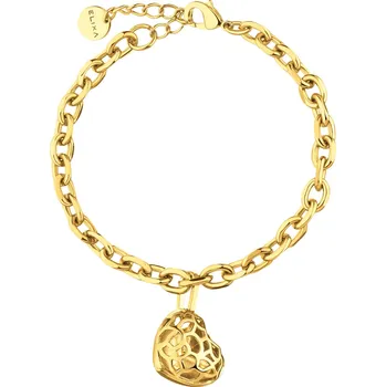 Náramek Pozlacený náramek z mosazi - srdce - EL544-2889