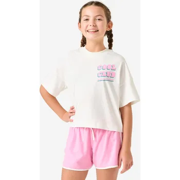 Pánské oblečení DECATHLON Dívčí oversize tričko bavlněné 7 LET BÍLÁ