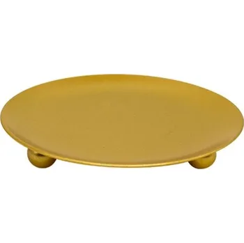 Kovový tácek pod svíčku průměr 11 cm Dekorativní podložka pod svíčku ochrana povrchu bytová dekorace zlatá