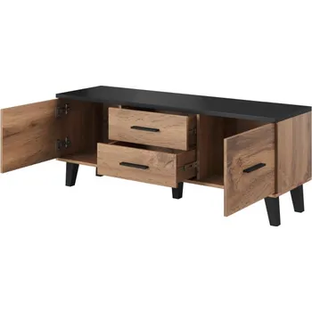 Televizní stolek Nábytek PEGAS s.r.o. Tv komoda LOTTA RTV 140, dub wotan/černá