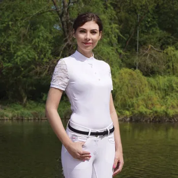 Dámská košile Závodní košile s krátkým rukávem Horsenjoy bílá, velikost 36