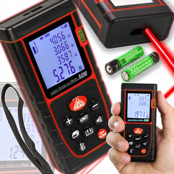Měřící laser LASEROVÝ DÁLKOMĚR DIGITÁLNÍ MĚŘIČ VZDÁLENOSTI 60M VODOTĚSNÝ S VODOTĚSNOU