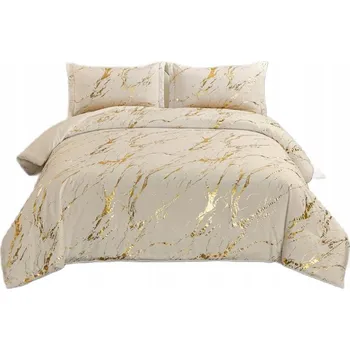 Povlečení Povlečení mramorované béžové 160x200 sada 3 dílná zlatá elegantní