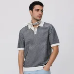 Reserved - Bavlněný polo svetr - tmavomodrá - 686HT-59P - 686HT-59P-L