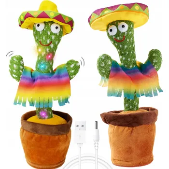 plyšák Plyšová Hračka interaktivní Toys kaktus zelený 32 cm zvuková světelná tančící