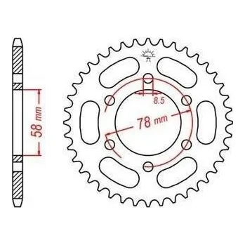 Řetězová sada pro motocykl ocelová rozeta pro sekundární řetězy typu 428, JT - Anglie (42 zubů) JTR458.42