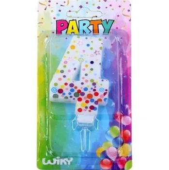 Dortová svíčka Párty svíčka číslo 4 Puntíky [A]