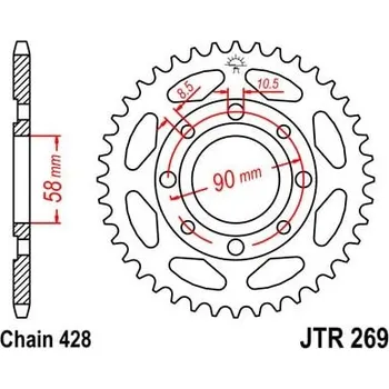 Řetězová sada pro motocykl Řetězová rozeta JT JTR 269-37 37 zubů, 428 KYMCO Hipster 125 2001-2004