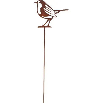 Zahradní dekorace Zápich ptáček RUST, hnědá, 13x37cm|Esschert Design