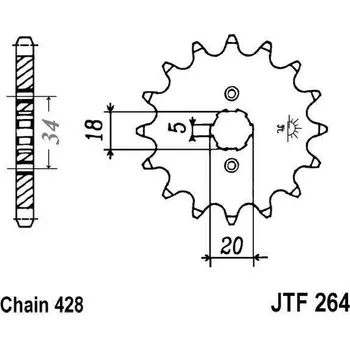 Řetězová sada pro motocykl Řetězové kolečko JT JTF 264-14 14 zubů, 428 JTF264.14
