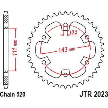 Řetězová sada pro motocykl Řetězová rozeta JT JTR 2023-42 42 zubů, 520 JTR2023.42