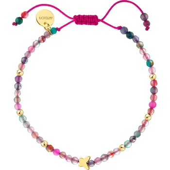 Náramek Pozlacený náramek z mosazi s acháty - motýl - AR545-1560