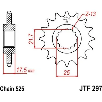 Řetězová sada pro motocykl Řetězové kolečko JT JTF 297-16 16 zubů, 525 JTF297.16