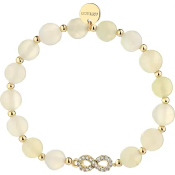 Náramek Pozlacený náramek z mosazi s jadeity a zirkony - nekonečno - AR543-1124