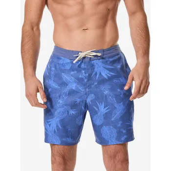 Pánské plavky DECATHLON Surfařské kraťasy 100 dlouhé Surfergirl M MODRÁ|ŠEDÁ