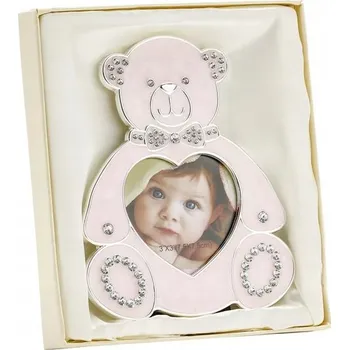 Obraz Růžový Rámeček s medvídek , dárek pro vaše miminko