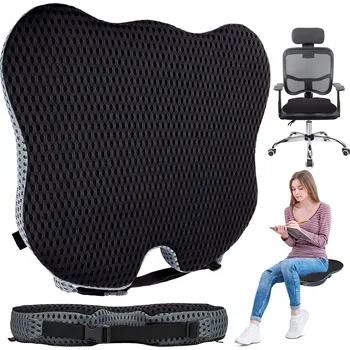 Polštář Ortopedický Polštář z Paměťové Pěny Černý Prodyšný s Popruhy Memory