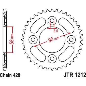 Řetězová sada pro motocykl Řetězová rozeta JT JTR 1212-36 36 zubů, 428 JTR1212.36