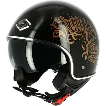 Helma na motorku Moto přilba ASTONE MINIJET S 66 BLACK LETTERS černá (Velikost: XL) MCF_13737