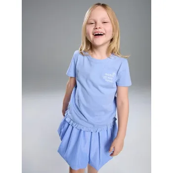 Sinsay - Bavlněné tričko s vyšitým nápisem - světle modrá - 805IQ-50X - 805IQ-50X-110