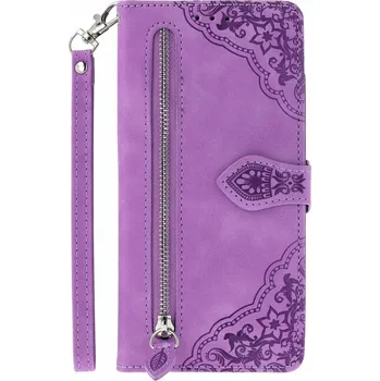 Pouzdro na mobilní telefon Pouzdro Xiaomi Redmi Note 14 knížkové se zipem fialové (kryt neboli obal na Xiaomi Redmi Note 14)