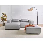 Modulární pohovka šedá látkové čalounění 3místná pravostranná rohová pohovka s taburetem moderní minimalistický styl obývací pokoj Beliani