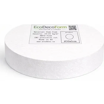 1Mcz kulatý korpus, maketa na dort z polystyrenu 30x5cm bílá 1ks