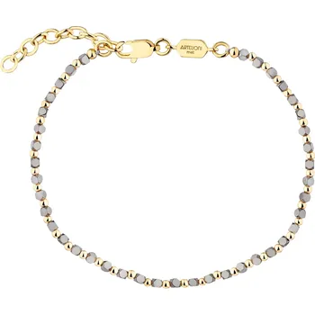 Náramek Pozlacený náramek z mosazi s hematyty - AR544-7998