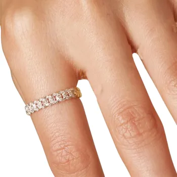 Prsten Univerzální dámský prstýnek Gravírovaný úzký řetěz Osázený drobnými kamínky Luxusní moderní šperk pro ženy zlatá