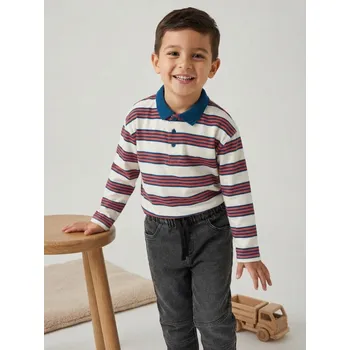 Dětská móda Sinsay - Proužkované polo tričko - krémová - 850HR-01X - 850HR-01X-128