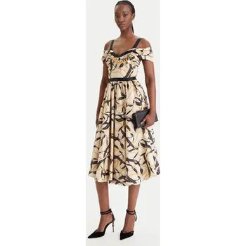 Dámské šaty Elisabetta Franchi Koktejlové šaty AB-910-61E2-V590 Béžová Regular Fit 48