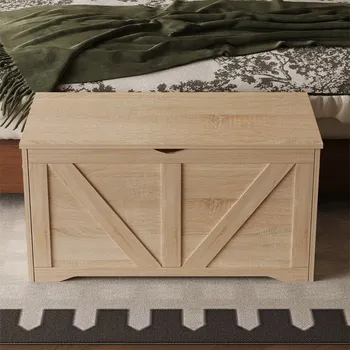 Truhla Velká dřevěná úložná truhla, světle hnědá, truhla, lavice, loft, 100 cm